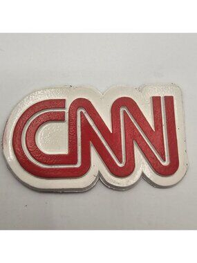 Vintage CNN Logo Rubber Magnet Badge Red & White Design Collectible Memorabilia